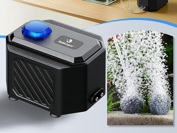 fishkeeper Powerfu Quiet Aquarium Air Pump Adjustable Dual-Outlet Fish Tank Air Pump