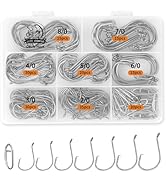 UCEC Circle Hooks Fishing Hooks 2X Strong Offset Circle Hooks Saltwater Black High Carbon Steel O...