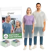 Evelots Rain Poncho for Adults - Disposable Raincoats with Hood -20 or 40 Pack, Unisex, Durable T...