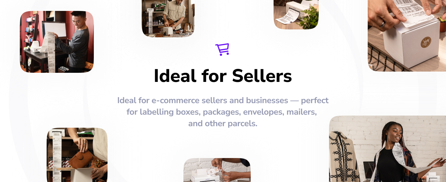 ideal for ecommerce sellers businesses labelling boxes packages envelopes mailers parcels