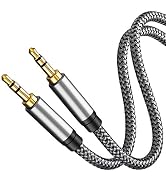 Tan QY 3.5mm Nylon Braided Aux Cable 3Ft, Audio Auxiliary Input Adapter Male to Male Cord for Hea...
