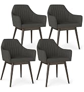 Giantex Upholstered Dining Chairs Set of 4, Mid Century Kitchen Chairs with Solid Wood Legs, Wrap...