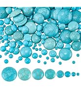 PH PandaHall 180PCS Synthetic Stone Turquoise Cabochons 8 Size Texture Dome Gemstone Tiles Half R...