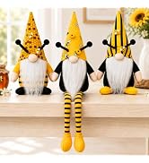 KnomeKo Bee Gnomes 3Pcs Fall Decorations for Home Sunflower Bee Gifts | Bumble Bee Decorations Ru...