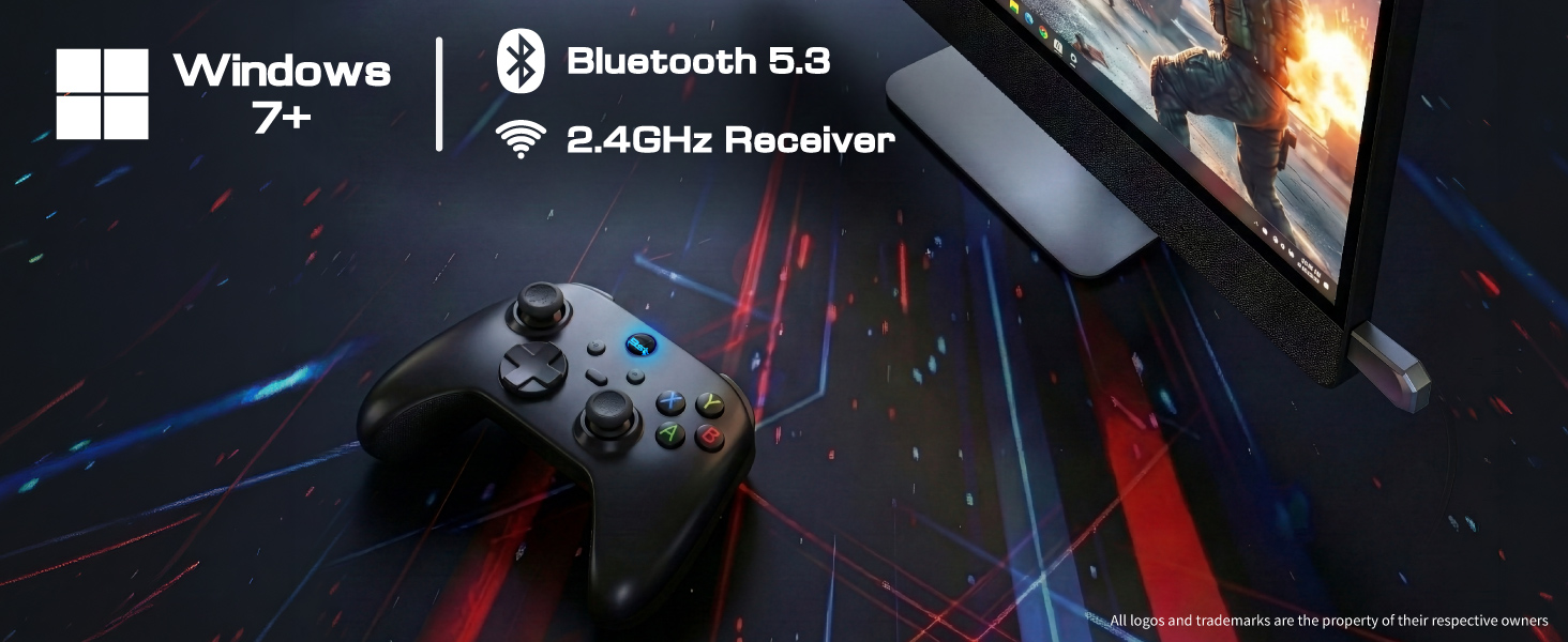 windows 7+, bluetooth 5.3, 2.4ghz receiver