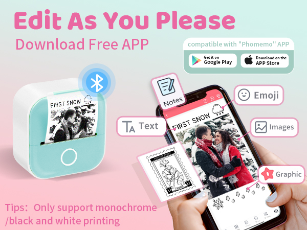 T02 Mini Sticker Printer - Wireless Sticker Maker Machine