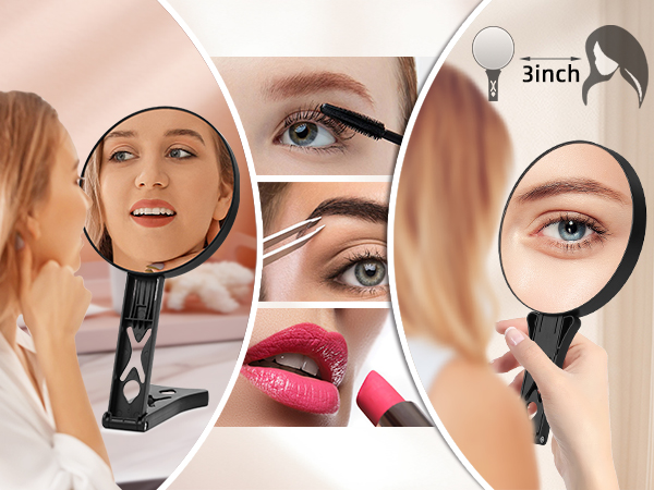 Dual-Sided Handheld Magnifying Makeup Mirror
