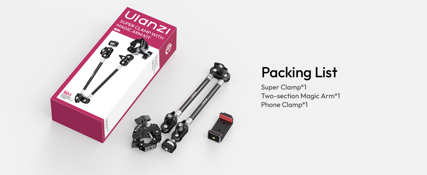 ULANZI Super Clamp Camera Clamp Mount with 2 Section Kit