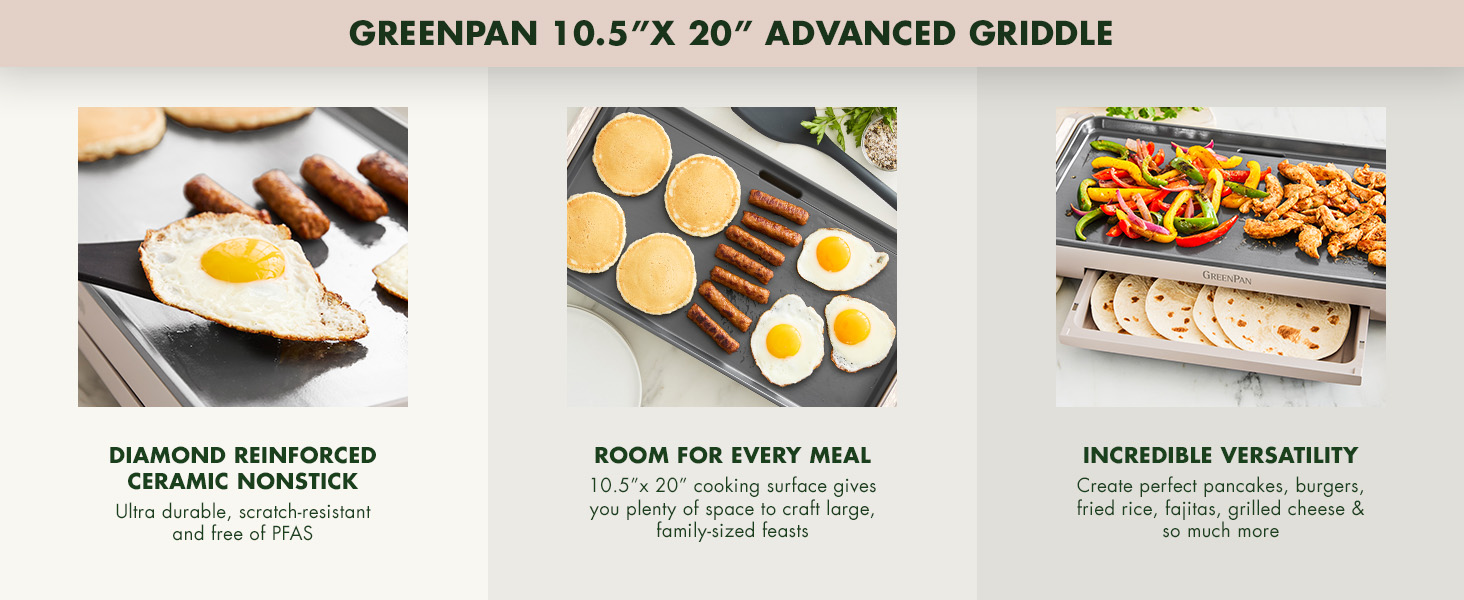 GreenPan, Ceramic Nonstick, PFAS-Free, Non-Toxic, Electrics, Griddle