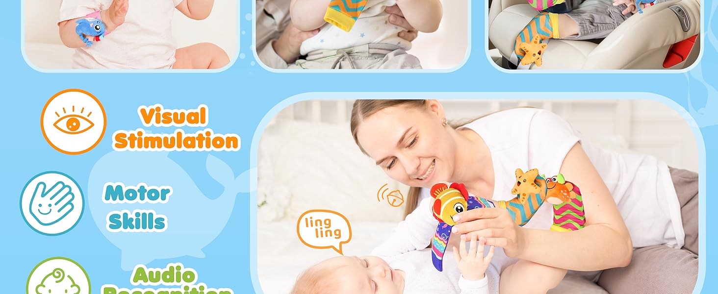 URMYWO Baby Newborn Boys and Girls Gifts, Wrist Rattles for Baby, Rattle Socks Toys for 0-6 Months