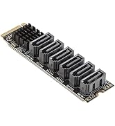 M.2 to SATA3.0 Adapter Card, 6Gbps High Speed ASM1166 M.2 M EKY PCIE3.0 to SATA Expansion Card Ad...