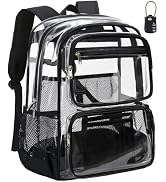 Vorspack Clear Backpack Heavy Duty - Large Clear Bookbag with TSA Lock Transparent See Through Ba...