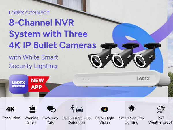Lorex Connect 8-Channel NVR System with Five 4K IP Turret Cameras - Black