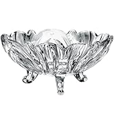 Angoily Glass Salad Bowl Glass Footed Dessert Bowl Vintage Flower Embossed Ice Cream Trifle Salad...