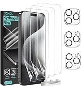 JDHDL [3+3] Soft Hydrogel Film Screen Protector for iPhone 15 Pro Max (NOT Glass) with Tempered G...