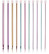 Coopay Long Crochet Hook Set, 11pcs Tunisian Multicolor Afghan Crochet Needles for Crocheting, 2m...