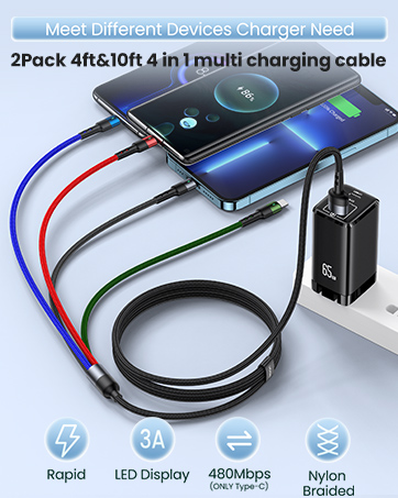 4 in 1 multi charging cable