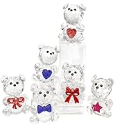 QFkris 6-Piece Crystal Bear Figurine Set, Handcrafted Glass Animal Sculpture Home Decor, Office R...
