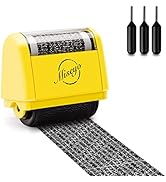 Miseyo Wide Identity Theft Protection Roller Stamp Set - Yellow (3 Refill Ink Included)