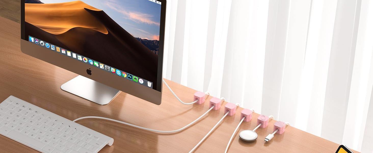 pink cable organizer clips magnetic holder wire management desk cord adhesive clips