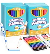 12 Pack Washable Markers Bulk with 10 Colors for Kids, School Supplies | Fine Line Marker with Co...