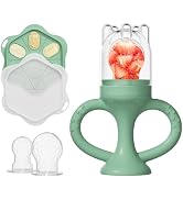 Papablic Easyhold Baby Fruit Food Feeder with Freezer Tray, BPA-Free Silicone Teething Relief Pac...