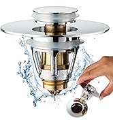 Universal Bathroom Sink Stopper - Stainless Steel Bounce Drain Filter, Pop Up Drain Stopper, Bull...