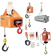 440lb Electric Hoist Winch, 110V 1500W, 3-in-1 Control (Wired, Wireless, Manual), 26.25ft Cable, ...