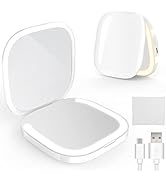 MY BEAUTY LIGHT Bright Compact Mirror with Light, Durable Rechargeable 1X/3X Magnifying Mirror wi...