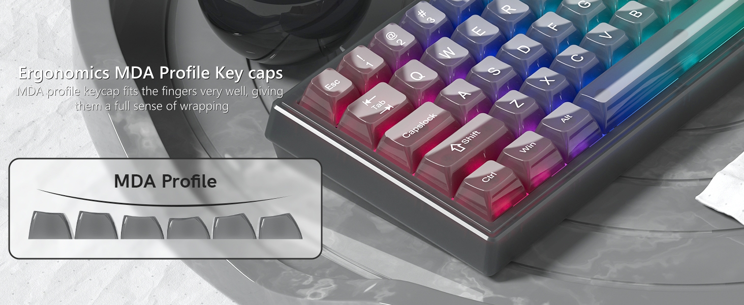 Keycaps Clear, White Keycaps 60 65 75 100 Percent, Transparent Jelly Cute Custom Key Cap