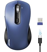 TECKNET Rechargeable Bluetooth Mouse, [ USB + BT5.0 + BT3.0 ] Wireless Mouse, Ergonomic 4-Way Scr...
