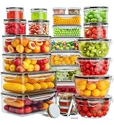 52 PCS Food Storage Containers with Lids Airtight (26 Lids &amp; 26 Containers)- Reusable Plastic Lea...