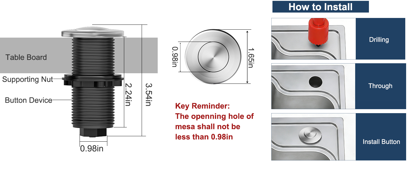 air switch botton for kitchen disposal