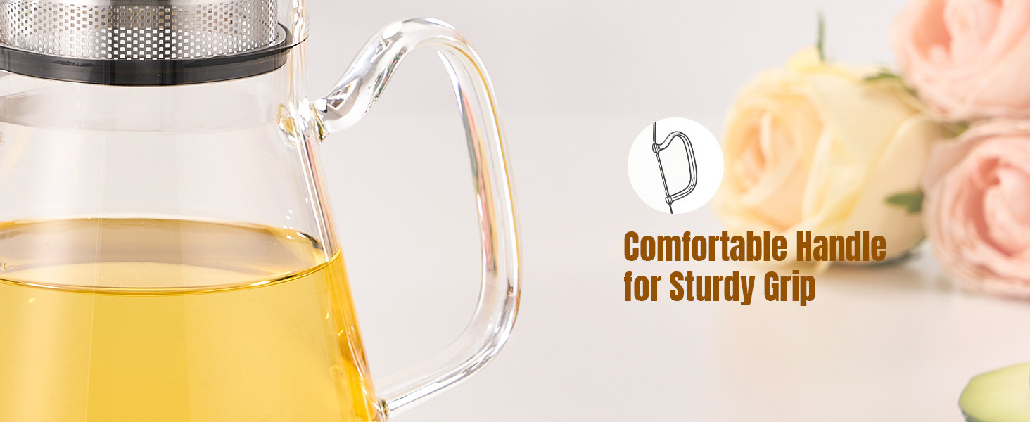 Borosilicate Clear Tea Kettle with Removable 18/8 Stainless Steel Infuser