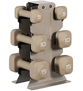 Tone Fitness Neoprene Dumbbell Set with Storage Rack – Non-Slip, Anti-Roll Hand Weights for Home ...