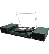 LP&amp;No.1 Record Player with Stereo Bookshelf Speakers, Vintage 3-Speed Belt Drive Turntable, Wirel...
