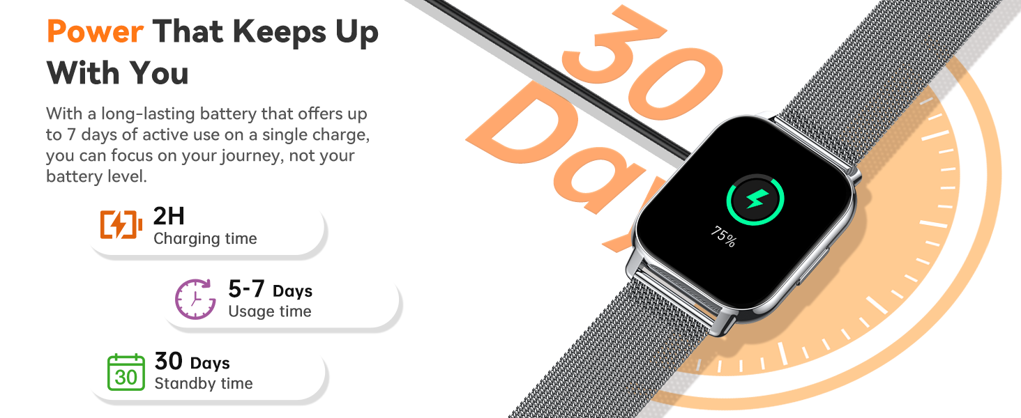 smart watch for iphone compatible; Excellent battery life
