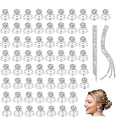60 Pieces Rhinestone Crystal Twisters Set, Liubeili Hair Pin Silver Coil for Wedding, Bridal, Pro...