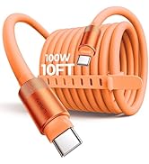 LISEN for iPhone Air 17 Charger Cord USB Cable 10FT, Chubby 100W Soft Silicone USB C to USB C Fas...