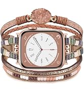 KOREDA Boho Leather Bracelet Compatible for Apple Watch Band 38mm 40mm 41mm 42mm 44mm 45mm 46mm S...