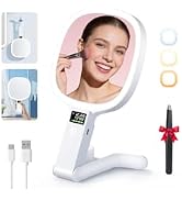 Auxmir Travel Makeup Mirror with Lights, Double Sided 30X/1X Lighted Magnifying Mirror, LED Displ...