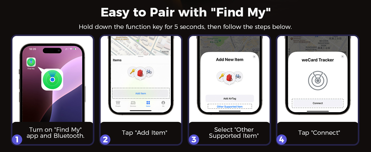 Slim Tactical Wallet with Tracker Card Set (iOS Only) Apple MFi Certified Tracking Card