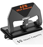 AFMAT HP20 Heavy Duty 3 Hole Punch, 50-Sheet Capacity, 60% Reduced Effort Three Hole Puncher for ...