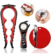 Jar Opener for Weak Hands, Seniors with Arthritis, 5 in 1 Multi Function Bottle Opener Lid Opener...