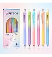WRITECH Gel Pens Fine Point: 0.7mm Black Ink Retractable 6ct Smooth Writing with Aesthetic Gradie...
