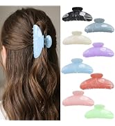 B.PHNE 8 Pack Large Acrylic Hair Claw Clips for Women, Pastel Colors