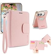 Fofvccv Magnetic Wallet Case for iPhone Duo with 5 Card Slots G1 Pink | Detachable PU Leather Fli...