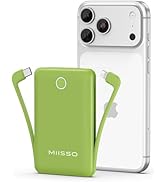 miisso 10000mAh Mini Portable Charger with Built in Cable, Pocket Size Power Bank Travel External...