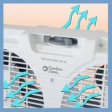 comfort zone window fan with reversible air flow intake exhaust