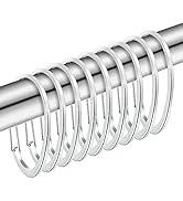 Silver Shower Curtain Rings, Rustproof Shower Curtain Hooks for Bathroom, ZESLMG Chrome Decorativ...